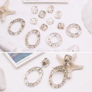 Cracked Shell Resin Square Ring for DIY Earrings