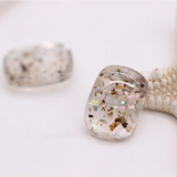 Cracked Shell Resin Square Ring for DIY Earrings