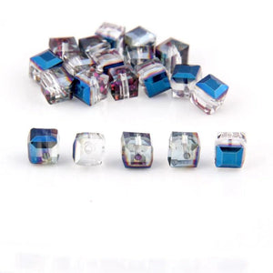 10pcs Colorful Crystal Czech Glass Cube Beads for Jewelry Making