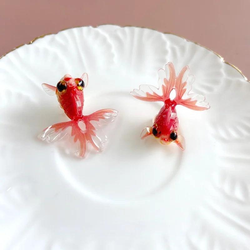 Goldfish Good Luck Koi Earrings Glitter Wings Acrylic