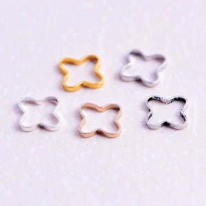 20pcs 6mm High Four Plum-Shaped Copper Tube Rings for DIY Jewelry Making