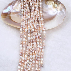 8-9mm Baroque Pearl Strand Pink Purple Straight Hole