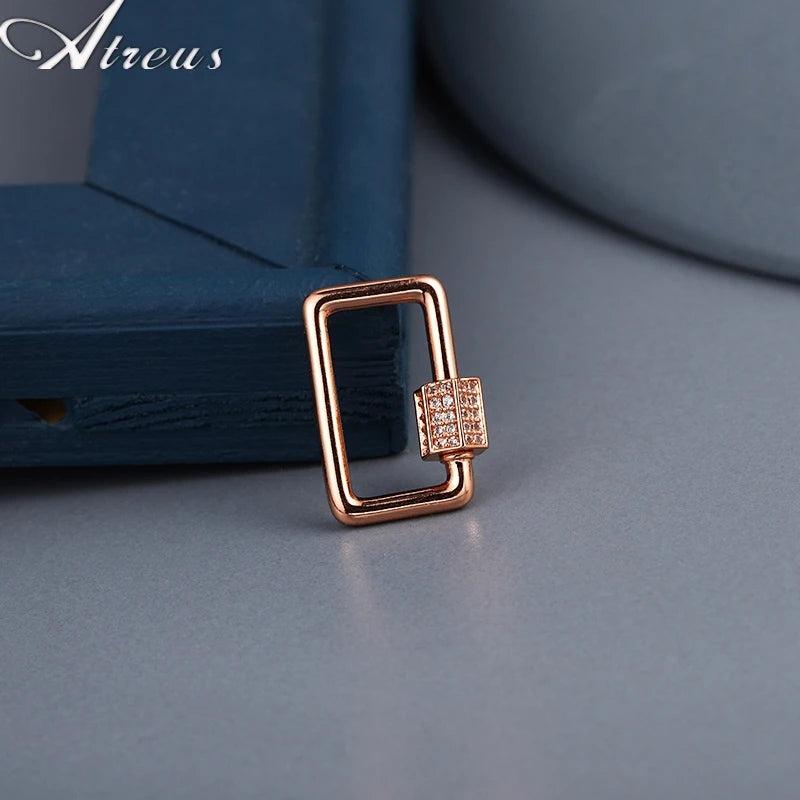 DIY Pendant Carabiner Screw Clasps Copper Micro Pave Zirconia Chain Hook