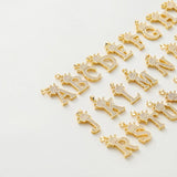 1Pcs 26 Letters Zircon Crown Pendants Charms for Necklace Making
