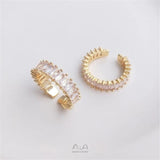 14K Plating T Square Zircon Ring Ins Wind Senior Index Finger Opening Ring