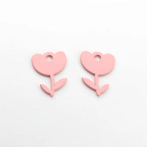10pcs Leaf Tulip Flower Pendant for DIY Jewelry Making