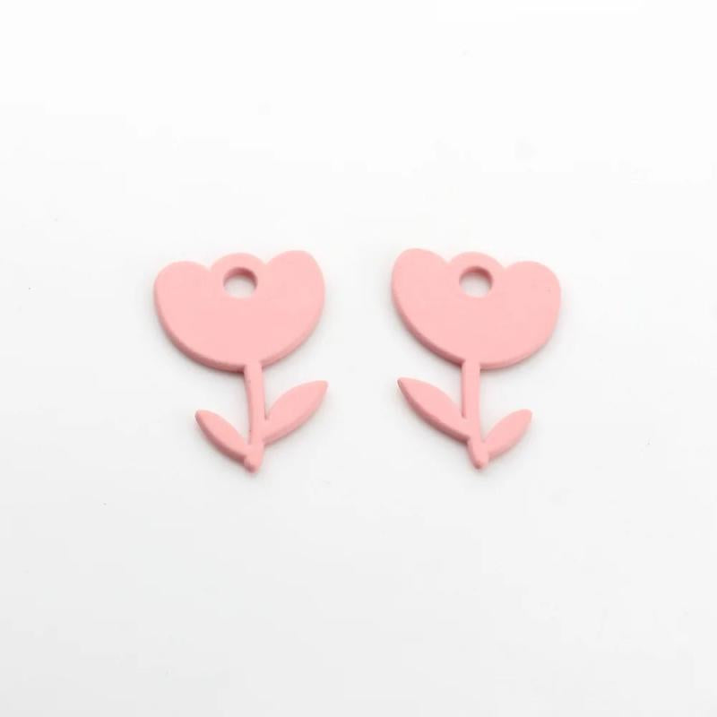 10pcs Leaf Tulip Flower Pendant for DIY Jewelry Making
