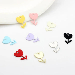 10pcs Leaf Tulip Flower Pendant for DIY Jewelry Making
