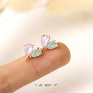 Copper Plated Powder Green Opal Candy Freshwater Heart DIY Earrings