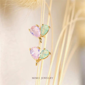 Copper Plated Powder Green Opal Candy Freshwater Heart DIY Earrings