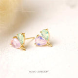 Copper Plated Powder Green Opal Candy Freshwater Heart DIY Earrings