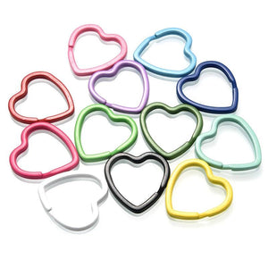 10Pcs 31mm Heart Shape Key Chains Split Ring DIY Key Rings Jewelry Making Access