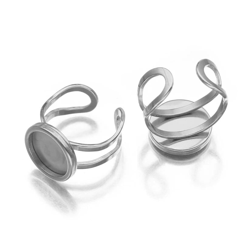 4Pcs Stainless Steel Adjustable Ring Base Blanks for DIY Jewelry Making