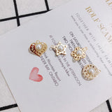 6pcs DIY Copper Edge Star Pearl Pendant Earrings Accessories