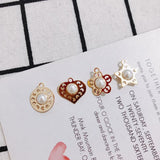 6pcs DIY Copper Edge Star Pearl Pendant Earrings Accessories