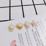 6pcs DIY Copper Edge Star Pearl Pendant Earrings Accessories
