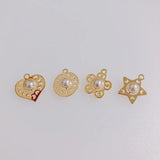 6pcs DIY Copper Edge Star Pearl Pendant Earrings Accessories