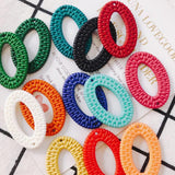 Rattan Resin Oval Earrings Pendant Jewelry