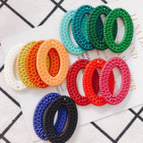 Rattan Resin Oval Earrings Pendant Jewelry