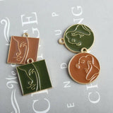 10pcs Abstract Human Face Enamel Charms Pendant DIY Jewelry Findings