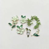 10 PCS Enamel Leaves Flowers Pendant for DIY Jewelry Making