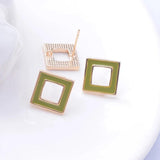 6pcs Copper Plated Enamel Square Ear Post Stud Needle Round Base Earrings