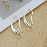 925 Silver Smooth Women Copper Earrings Hooks Wire Clip Crystal DIY Jewelry