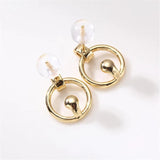 14K Wrapped Round Ring S925 Silver Needle Earrings DIY Accessories