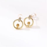 14K Wrapped Round Ring S925 Silver Needle Earrings DIY Accessories