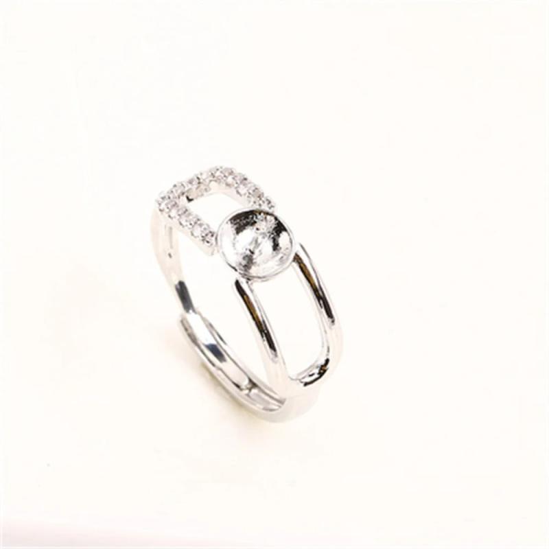14k Plating O-Shaped Pearl Ring Adjustable DIY Accessories