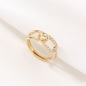 14k Plating O-Shaped Pearl Ring Adjustable DIY Accessories