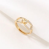 14k Plating O-Shaped Pearl Ring Adjustable DIY Accessories