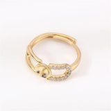14k Plating O-Shaped Pearl Ring Adjustable DIY Accessories