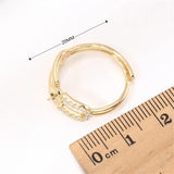 14k Plating O-Shaped Pearl Ring Adjustable DIY Accessories