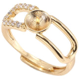 14k Plating O-Shaped Pearl Ring Adjustable DIY Accessories