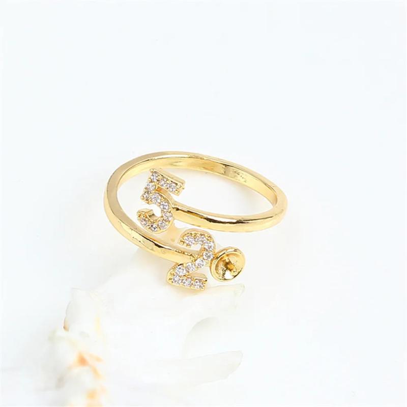 14k Plating Pearl Ring Empty Bracket Adjustable DIY Accessories