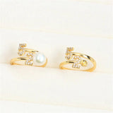 14k Plating Pearl Ring Empty Bracket Adjustable DIY Accessories