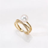 14k Clad Zirconia Ring Pearl DIY Accessories