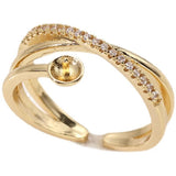 14k Clad Zirconia Ring Pearl DIY Accessories