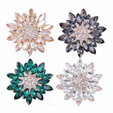 2PCS Metal Sunflower Rhinestone Buttons Crystal Glass Stone Clothes Decor