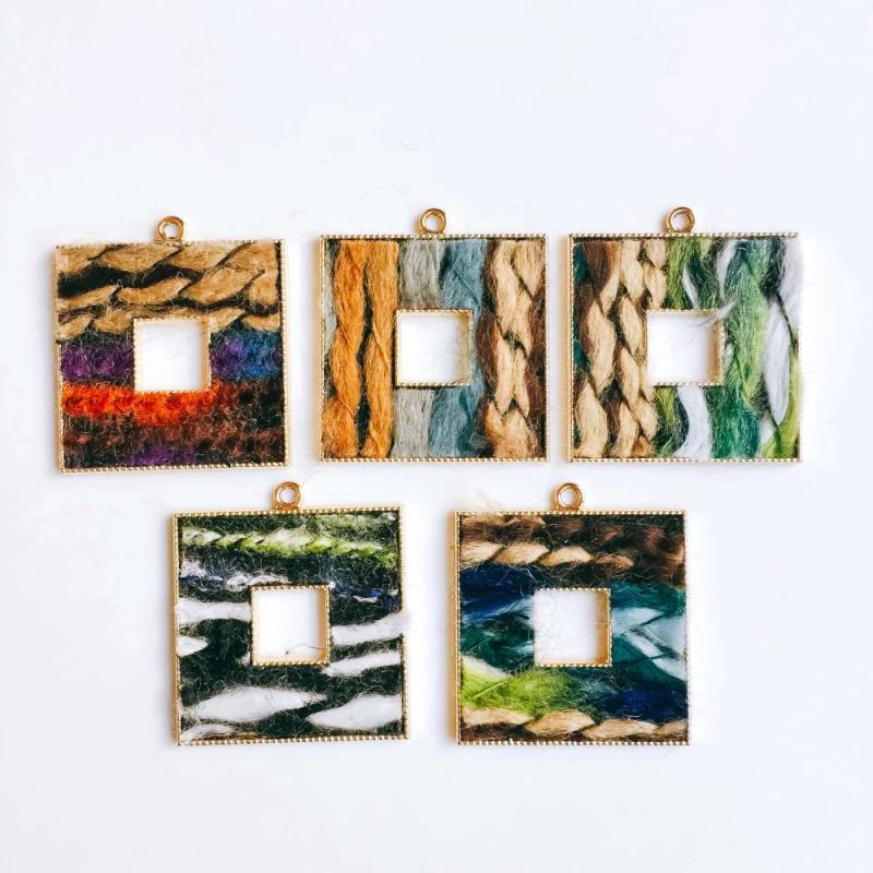 Square Wool Spacer Pendant Necklace Supplies 4pcs