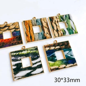 Square Wool Spacer Pendant Necklace Supplies 4pcs