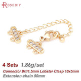 4 Sets Brass Zircon Necklaces Bracelets Clasps for Jewelry Making