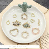 2pcs Pearl Eye Glass Diamond Retro Ear Studs