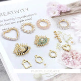 2pcs Pearl Eye Glass Diamond Retro Ear Studs