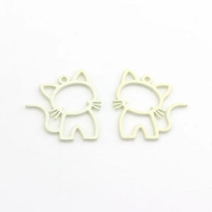 10pcs Cat Hollow pendant Keychain Stainless Steel Animal Keyring