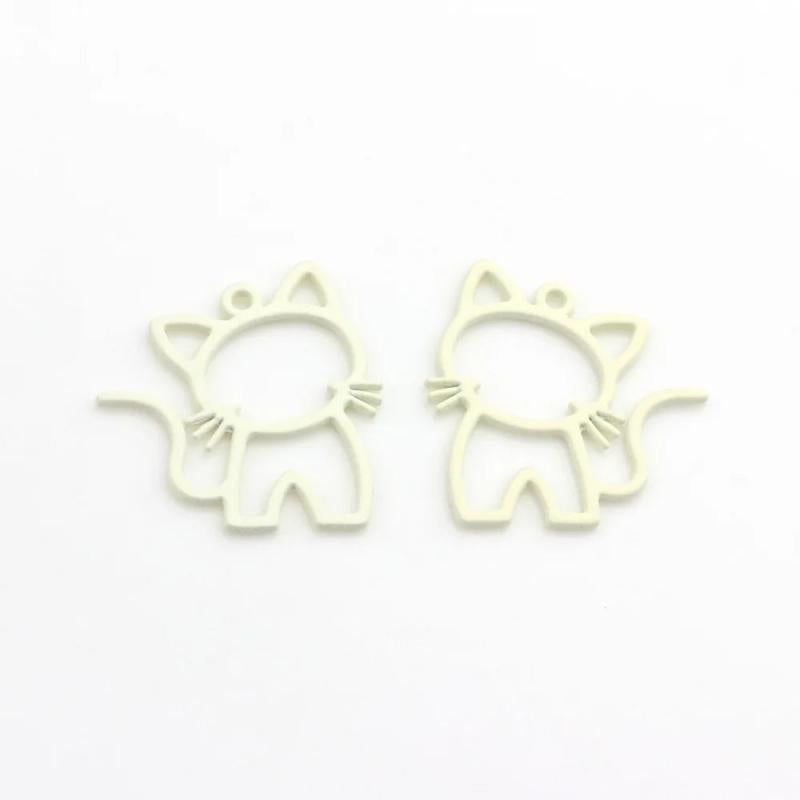 10pcs Cat Hollow pendant Keychain Stainless Steel Animal Keyring