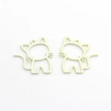 10pcs Cat Hollow pendant Keychain Stainless Steel Animal Keyring