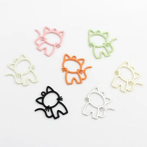 10pcs Cat Hollow pendant Keychain Stainless Steel Animal Keyring