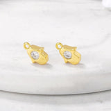 Brass Zircon Hand Charms Pendants Necklace Bracelet Earring DIY Jewelry